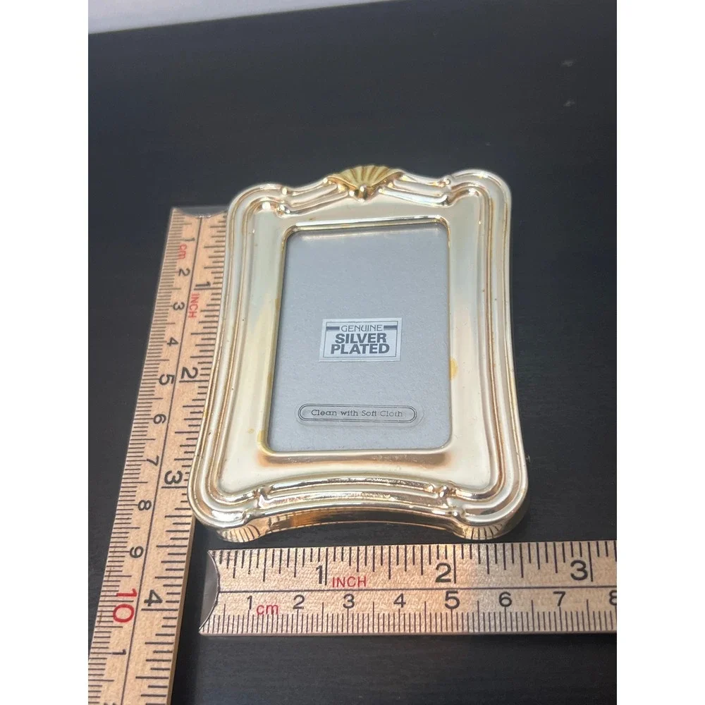 Vintage Picture Frame Set Silver Gold Tone Abalone Shell Art Deco Miniature 3pc